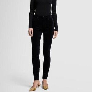 7 For All Mankind Black Velvet Skinny Pants Women's Size 25 Stretch Lux Feminine